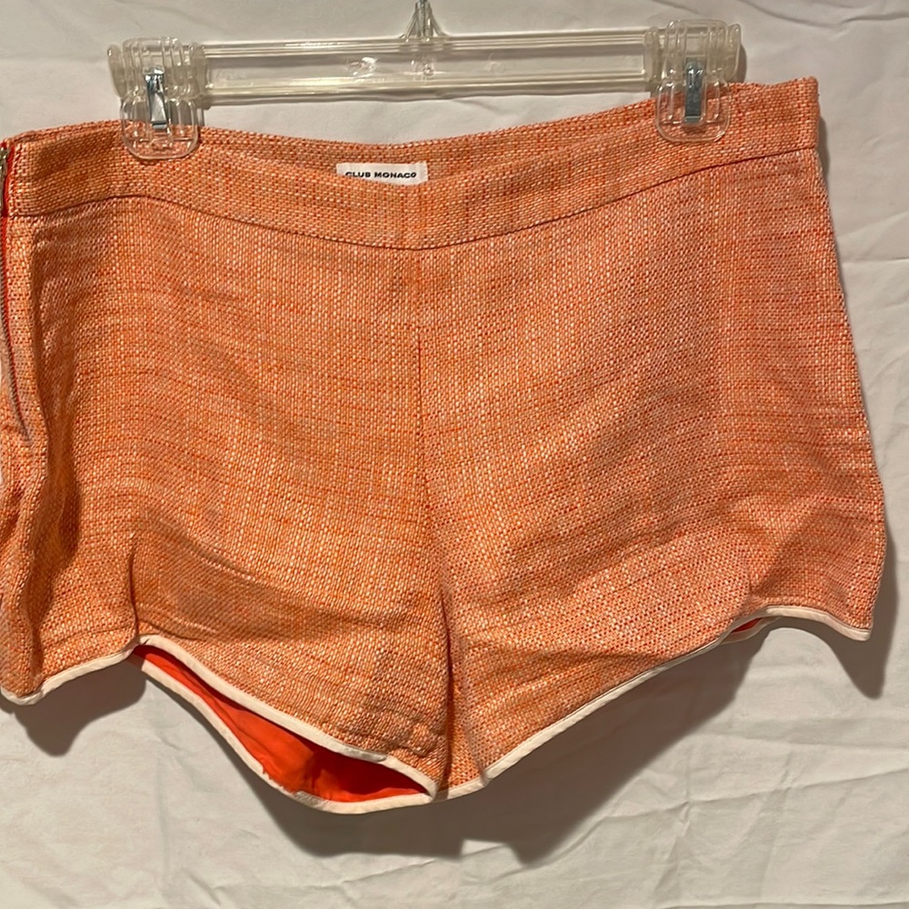 Club Monaco Tangerine zipper shorts